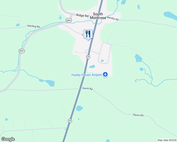 map of restaurants, bars, coffee shops, grocery stores, and more near 10548 Pennsylvania 29 in Montrose