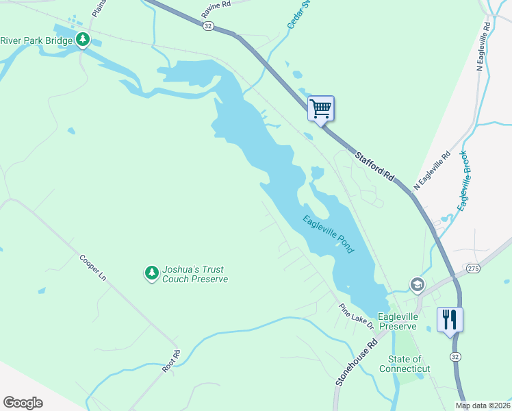 map of restaurants, bars, coffee shops, grocery stores, and more near 331 Pine Lake Drive in Coventry