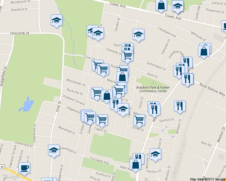 map of restaurants, bars, coffee shops, grocery stores, and more near in Hartford