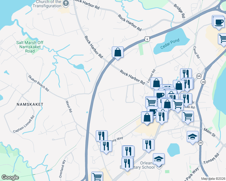 map of restaurants, bars, coffee shops, grocery stores, and more near 10 Bevan Way in Orleans