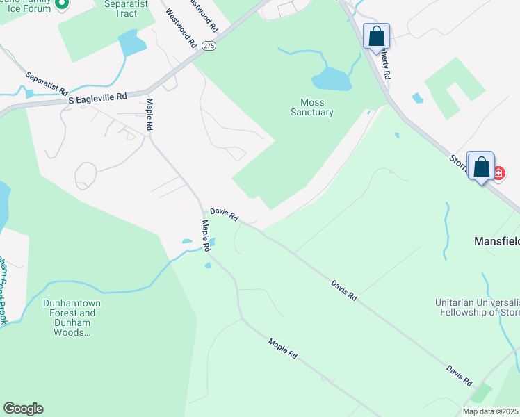 map of restaurants, bars, coffee shops, grocery stores, and more near 192 Davis Road in Mansfield