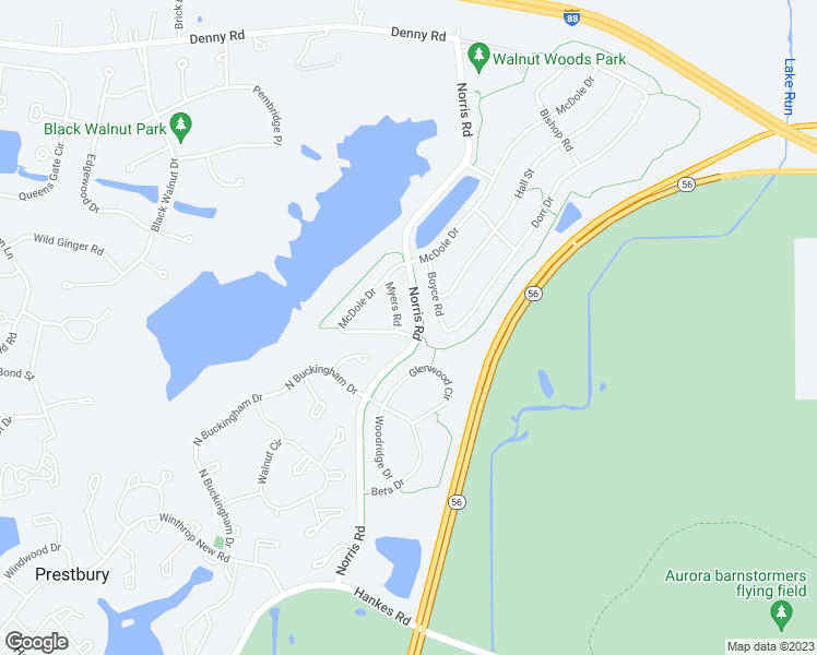 map of restaurants, bars, coffee shops, grocery stores, and more near 805 Myers Road in Sugar Grove