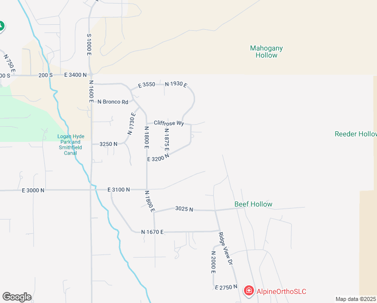 map of restaurants, bars, coffee shops, grocery stores, and more near 1940 East 3200 North in North Logan