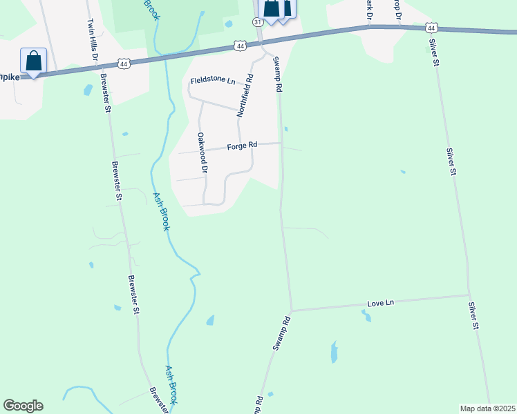 map of restaurants, bars, coffee shops, grocery stores, and more near 290 Swamp Road in Coventry