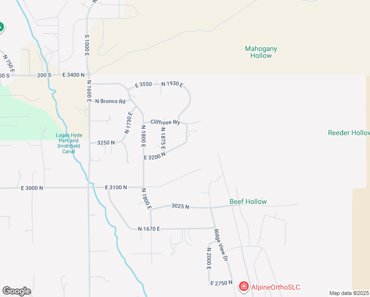 map of restaurants, bars, coffee shops, grocery stores, and more near 1940 East 3200 North in North Logan