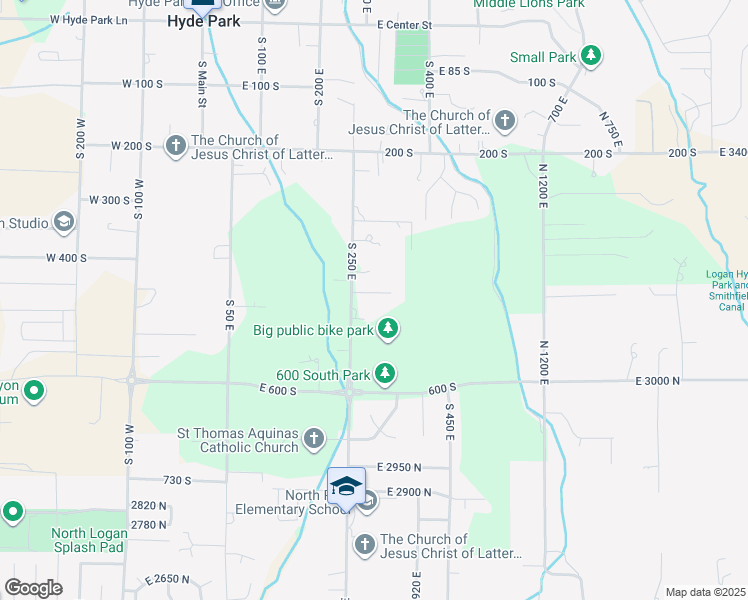 map of restaurants, bars, coffee shops, grocery stores, and more near 290 East 450 South in Hyde Park