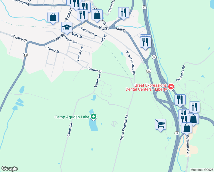 map of restaurants, bars, coffee shops, grocery stores, and more near 36 Liberty Commons Way in Liberty