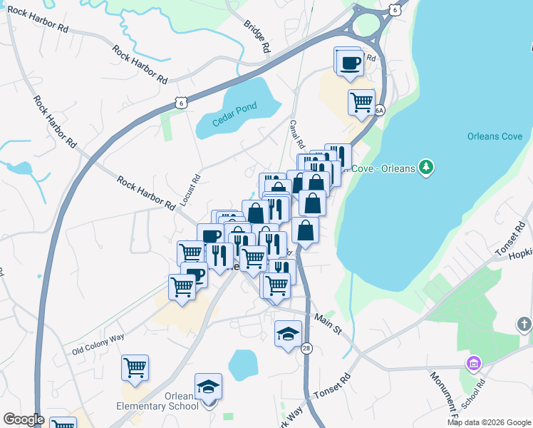 map of restaurants, bars, coffee shops, grocery stores, and more near in Orleans