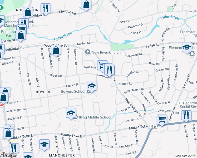 map of restaurants, bars, coffee shops, grocery stores, and more near 15 Wellesley Road in Manchester