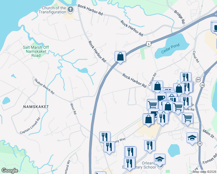 map of restaurants, bars, coffee shops, grocery stores, and more near 10 Bevan Way in Orleans