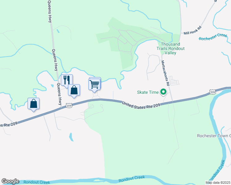 map of restaurants, bars, coffee shops, grocery stores, and more near 5688 Route 209 in Kerhonkson