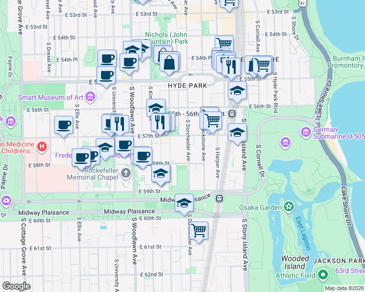 map of restaurants, bars, coffee shops, grocery stores, and more near in Chicago