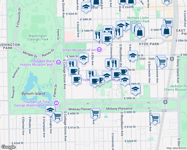 map of restaurants, bars, coffee shops, grocery stores, and more near in Chicago