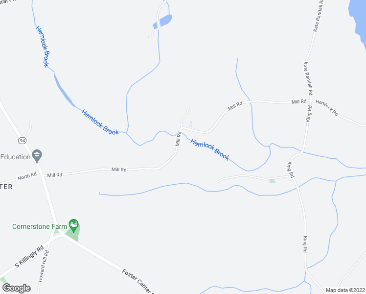 map of restaurants, bars, coffee shops, grocery stores, and more near 27 Mill Road in Foster