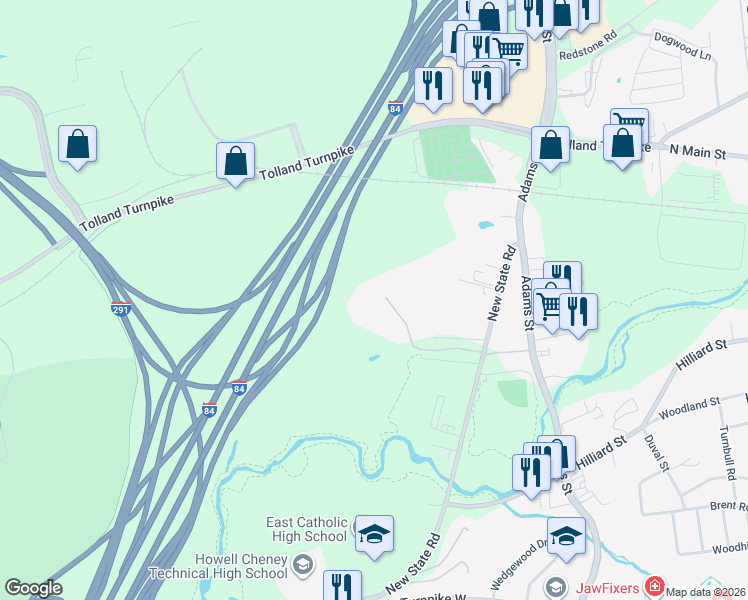 map of restaurants, bars, coffee shops, grocery stores, and more near Monte Cristo Lane in Manchester