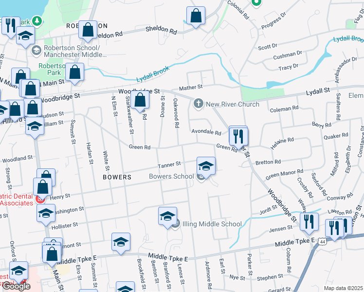 map of restaurants, bars, coffee shops, grocery stores, and more near 304 Princeton Street in Manchester