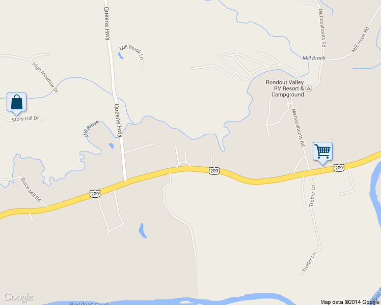 map of restaurants, bars, coffee shops, grocery stores, and more near 5744 Route 209 in Kerhonkson