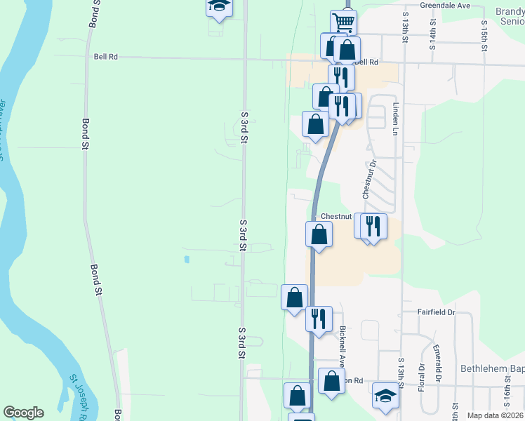 map of restaurants, bars, coffee shops, grocery stores, and more near 2115 South 3rd Street in Niles