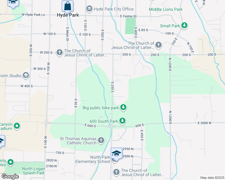 map of restaurants, bars, coffee shops, grocery stores, and more near 300 East 450 South in Hyde Park