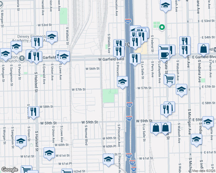 map of restaurants, bars, coffee shops, grocery stores, and more near in Chicago