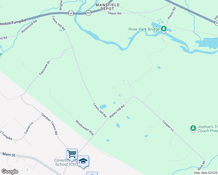 map of restaurants, bars, coffee shops, grocery stores, and more near 425 Ripley Hill Road in Coventry