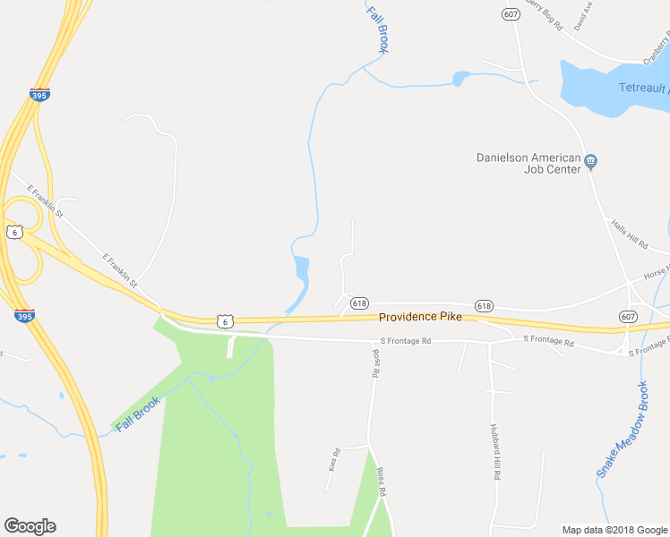map of restaurants, bars, coffee shops, grocery stores, and more near 46 Fall Brook Park in Killingly
