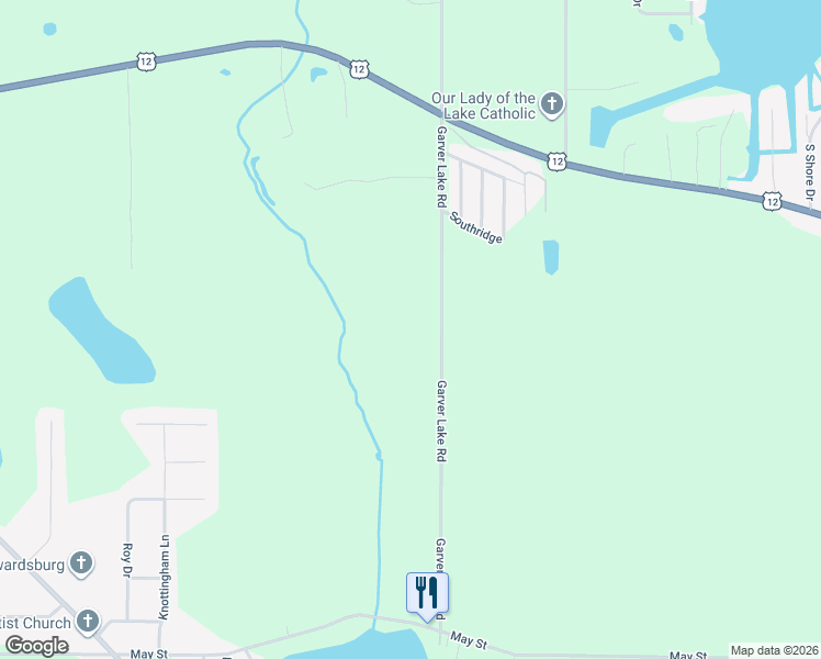 map of restaurants, bars, coffee shops, grocery stores, and more near 69348 Garver Lake Road in Edwardsburg