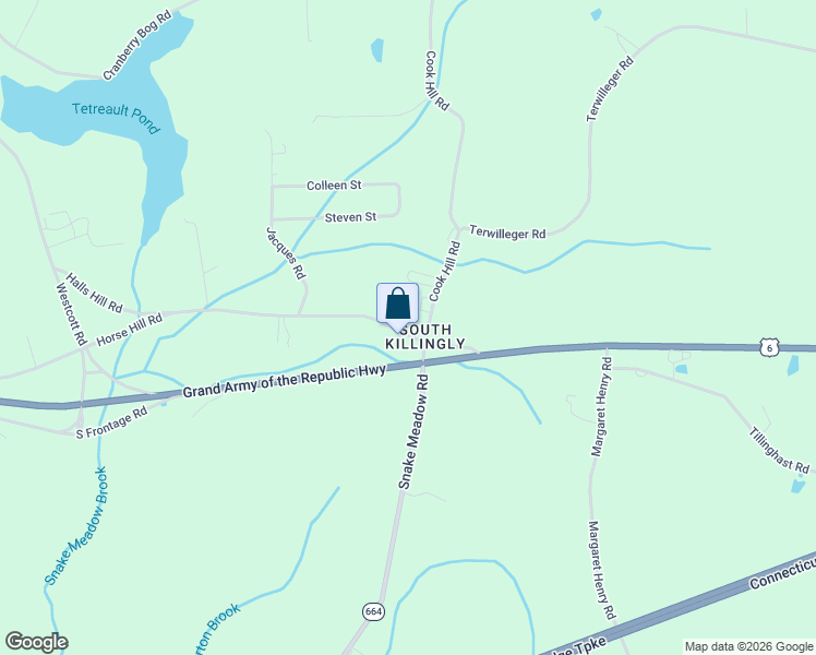 map of restaurants, bars, coffee shops, grocery stores, and more near in Killingly