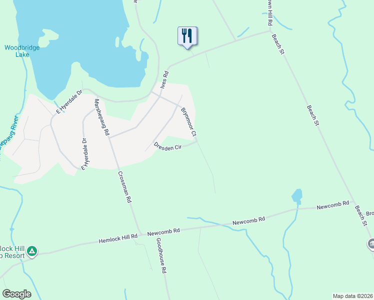 map of restaurants, bars, coffee shops, grocery stores, and more near 82 Dresden Circle in Goshen