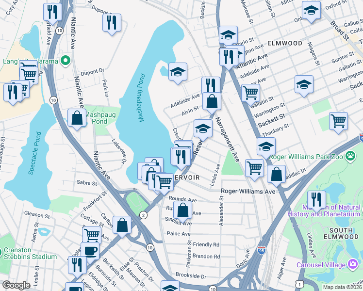 map of restaurants, bars, coffee shops, grocery stores, and more near 40 Sibley Street in Providence