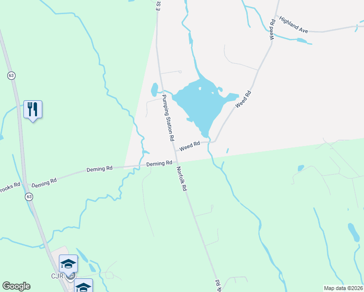 map of restaurants, bars, coffee shops, grocery stores, and more near 16 Pumping Station Road in Litchfield