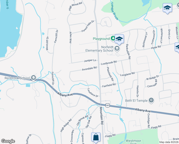 map of restaurants, bars, coffee shops, grocery stores, and more near 19 Avondale Road in West Hartford