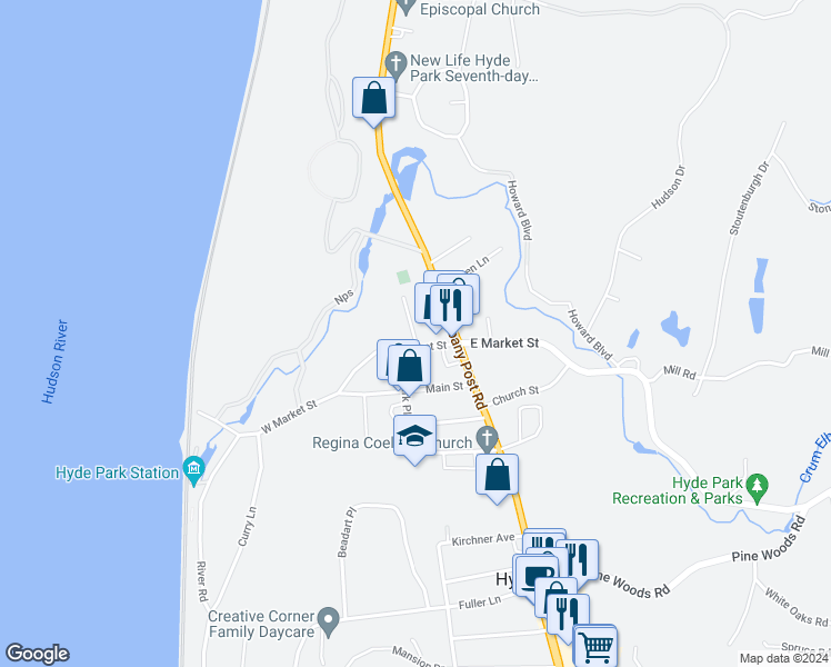 map of restaurants, bars, coffee shops, grocery stores, and more near 3 Doty Avenue in Hyde Park