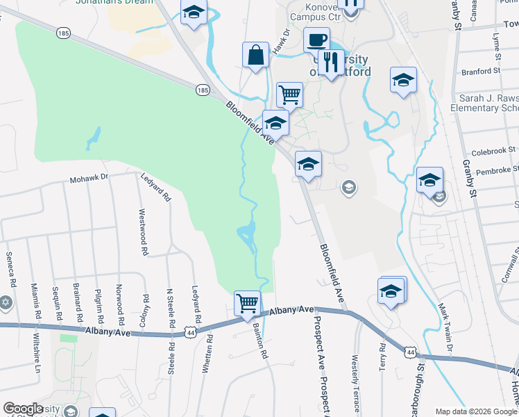 map of restaurants, bars, coffee shops, grocery stores, and more near in Hartford