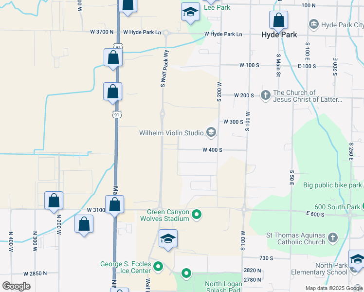 map of restaurants, bars, coffee shops, grocery stores, and more near 380 South 350 West in Hyde Park