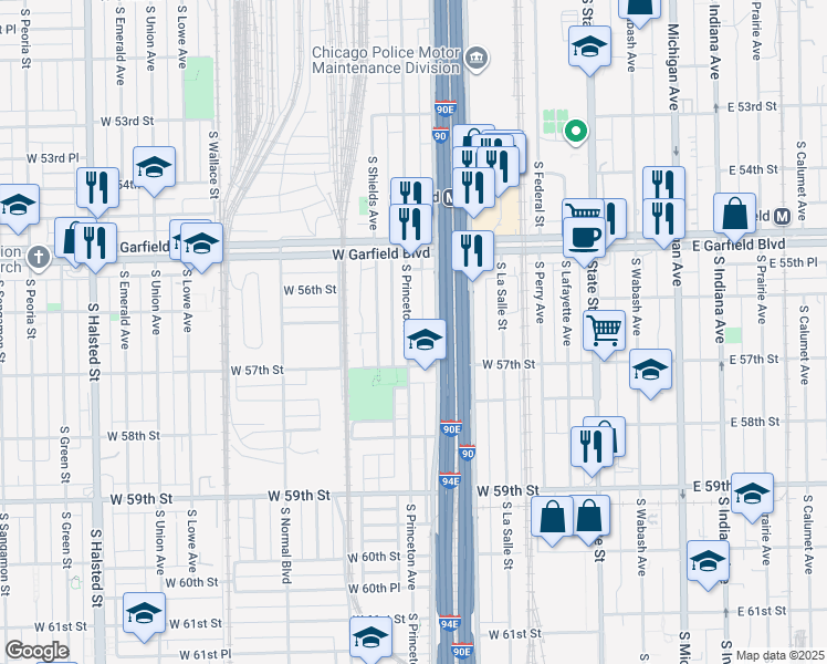 map of restaurants, bars, coffee shops, grocery stores, and more near in Chicago