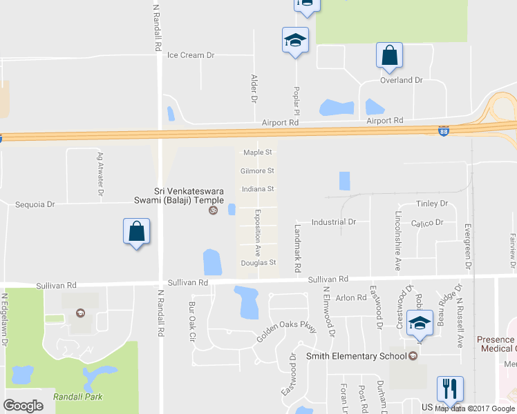 map of restaurants, bars, coffee shops, grocery stores, and more near Exposition Avenue in Aurora