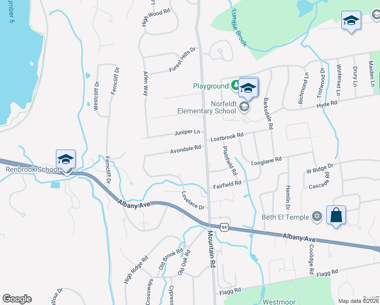 map of restaurants, bars, coffee shops, grocery stores, and more near 19 Avondale Road in West Hartford