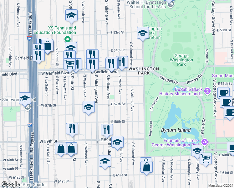 map of restaurants, bars, coffee shops, grocery stores, and more near in Chicago