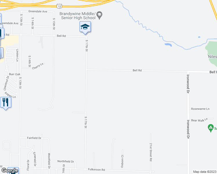 map of restaurants, bars, coffee shops, grocery stores, and more near 1812 Bell Road in Niles