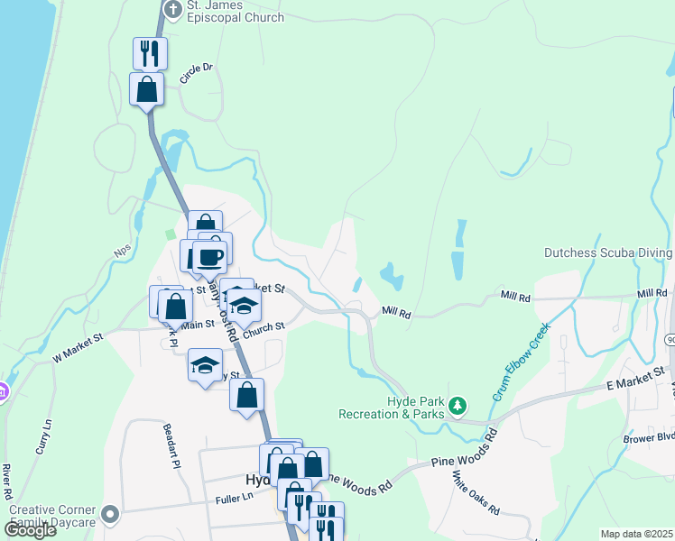 map of restaurants, bars, coffee shops, grocery stores, and more near 50 Howard Boulevard in Hyde Park