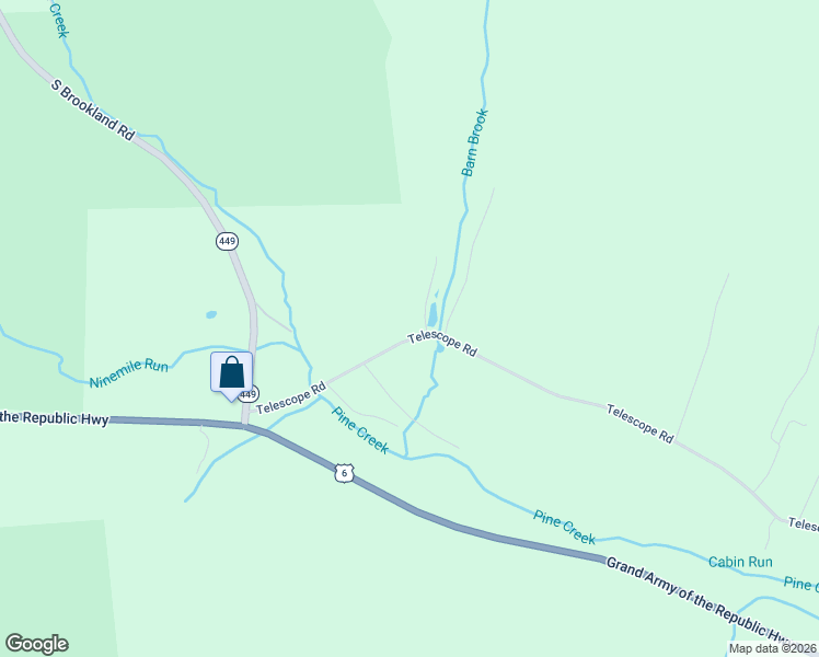 map of restaurants, bars, coffee shops, grocery stores, and more near Telescope Road in Ulysses