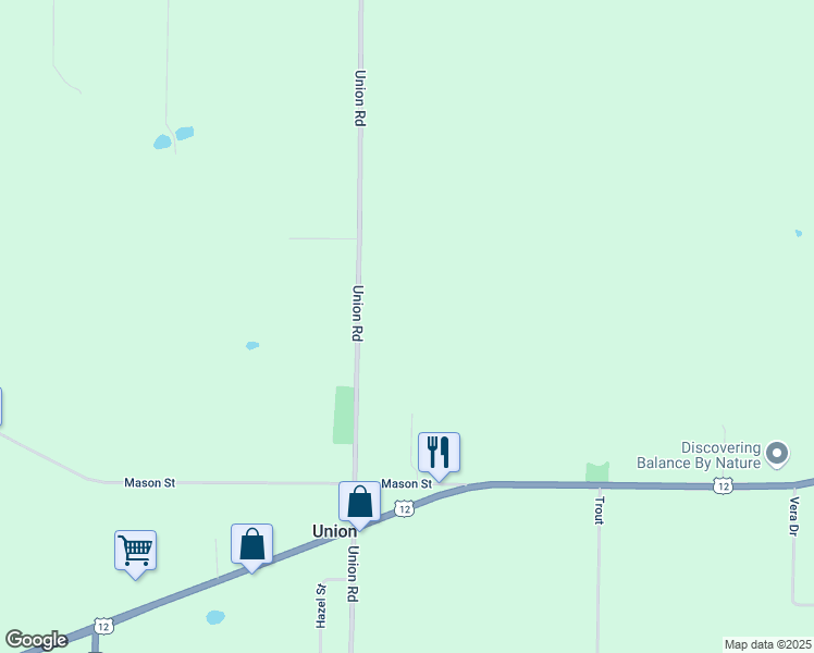 map of restaurants, bars, coffee shops, grocery stores, and more near 69185 Union Road in Union