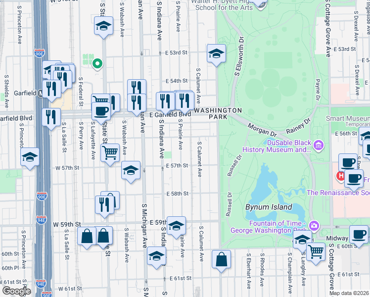map of restaurants, bars, coffee shops, grocery stores, and more near in Chicago