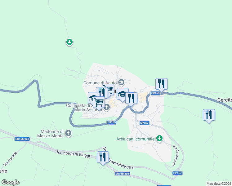 map of restaurants, bars, coffee shops, grocery stores, and more near in Acuto