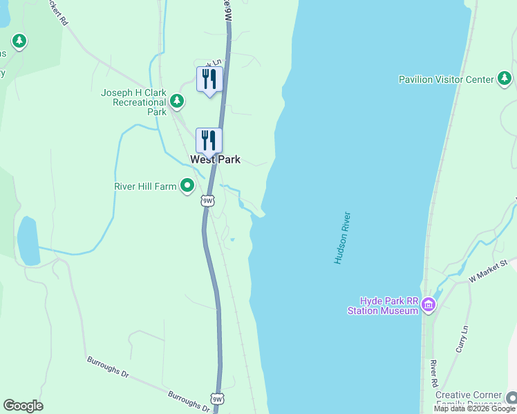 map of restaurants, bars, coffee shops, grocery stores, and more near 70 Floyd Ackert Road in West Park