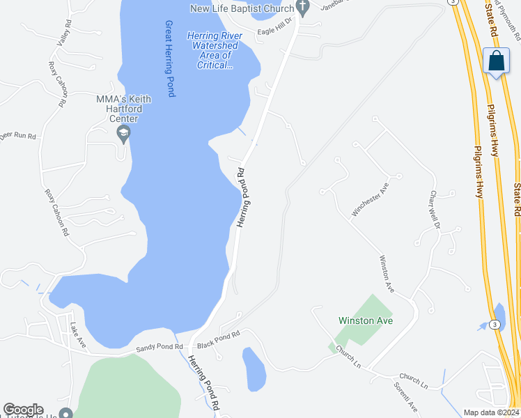 map of restaurants, bars, coffee shops, grocery stores, and more near 192 Herring Pond Road in Plymouth