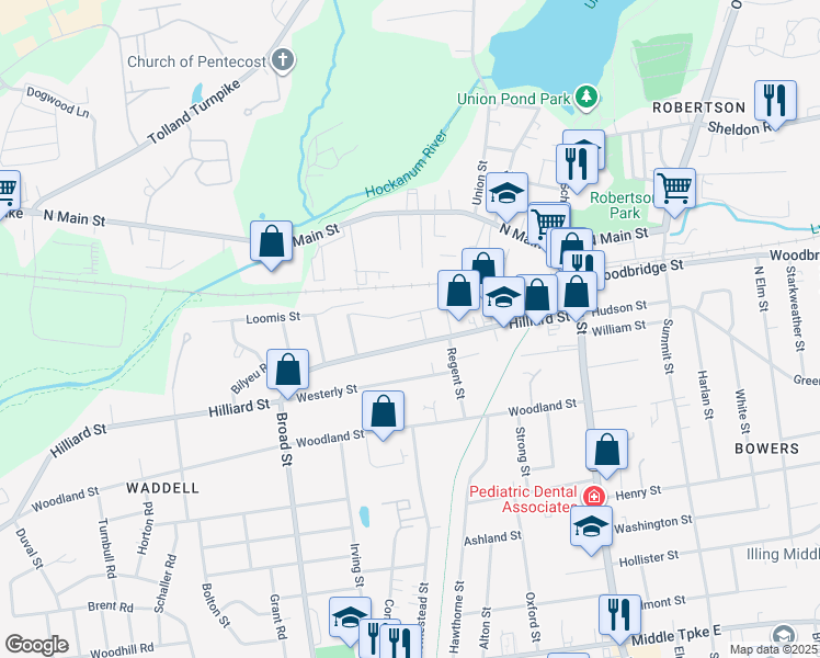 map of restaurants, bars, coffee shops, grocery stores, and more near 24 Electric Street in Manchester