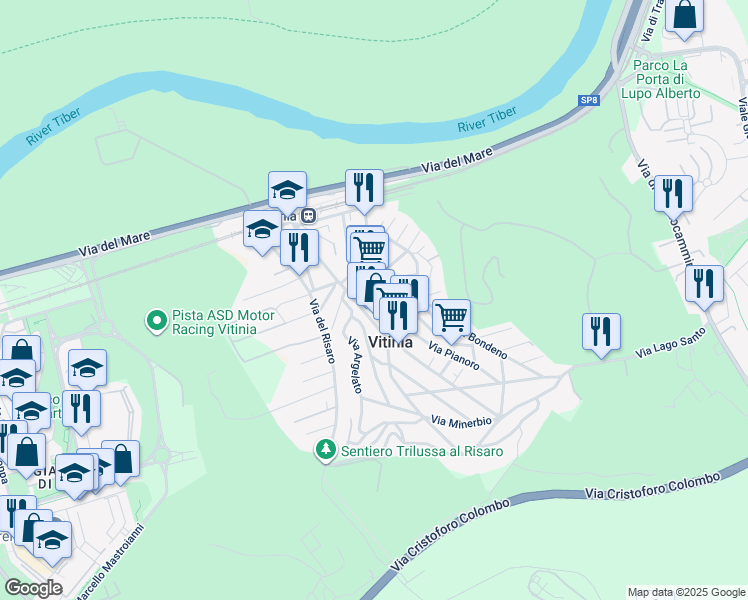 map of restaurants, bars, coffee shops, grocery stores, and more near 94 Via Sarsina in Vitinia