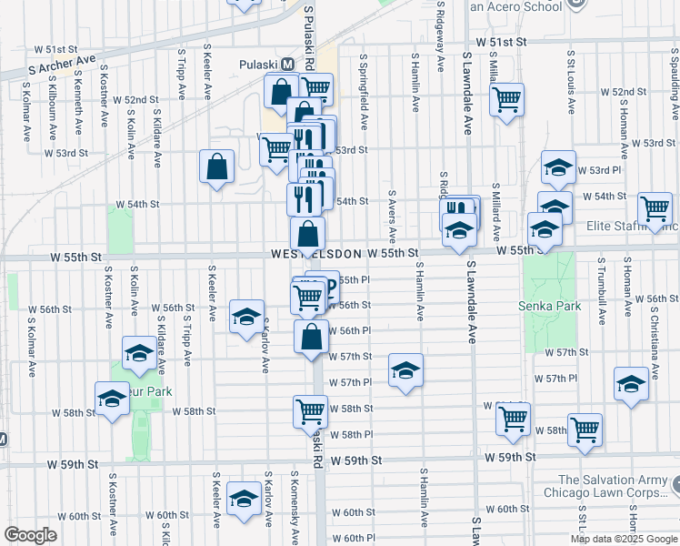 map of restaurants, bars, coffee shops, grocery stores, and more near in Chicago